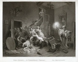 Duch - Vánoční veselí - Le Revenant, tištěno 1814 (stiplorytina)